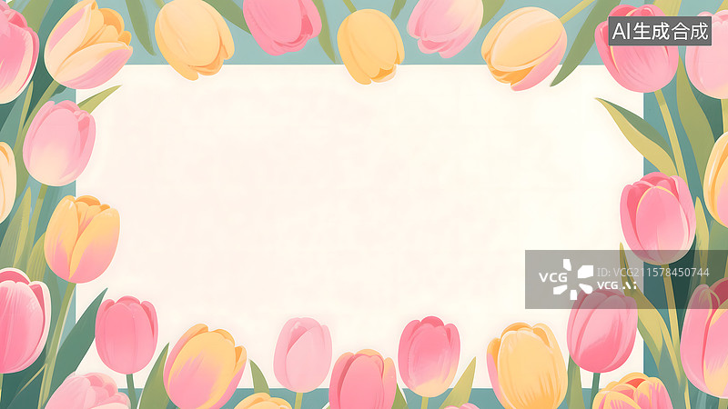 【AI数字艺术】郁金香2D卡通背景最大图片素材