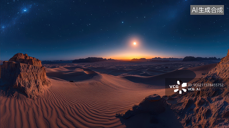 【AI数字艺术】沙漠星空壮美夜景风光图图片素材