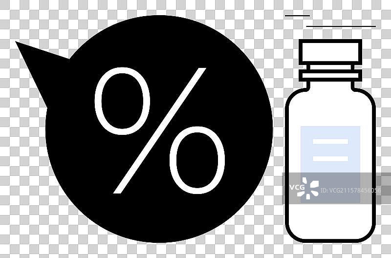 强调的医疗小瓶旁边的百分比图标图片素材