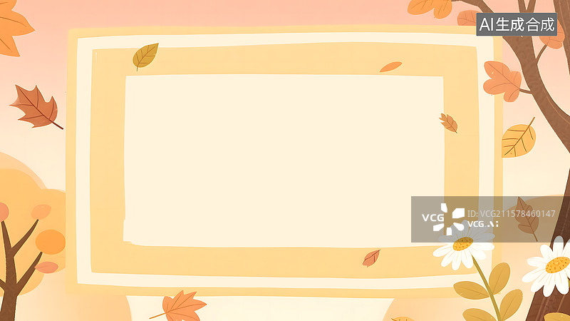 【AI数字艺术】秋天落叶2D卡通背景最大图片素材