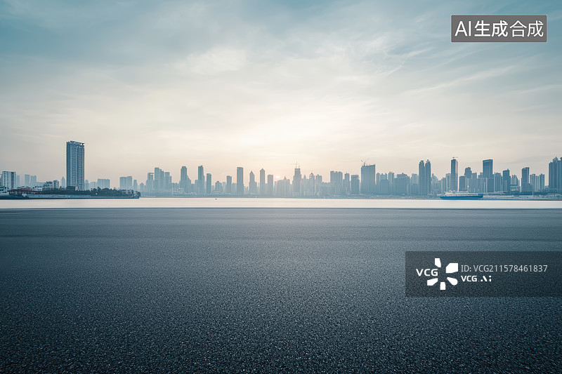 【AI数字艺术】滨海城市风光道路平台图片素材