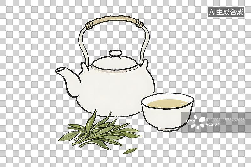 【AI数字艺术】茶文化元素插画免扣元素图片素材