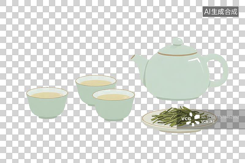 【AI数字艺术】茶文化元素插画免扣元素图片素材