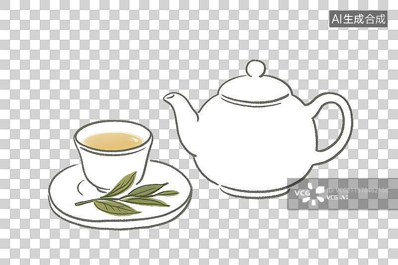 【AI数字艺术】茶文化元素插画免扣元素图片素材
