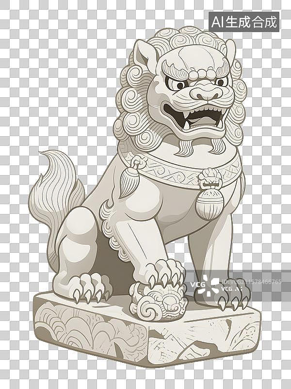 【AI数字艺术】石狮子免扣元素石狮 瑞兽 雕塑 镇宅 守护 吉祥 传统文化 中国风 石雕 艺术品 文化遗产 辟邪 祈图片素材