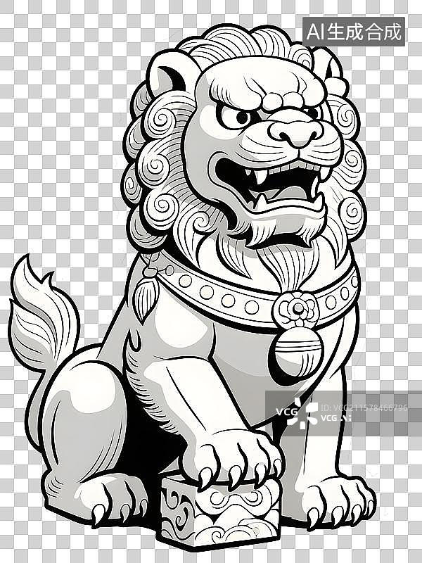 【AI数字艺术】石狮子免扣元素石狮 瑞兽 雕塑 镇宅 守护 吉祥 传统文化 中国风 石雕 艺术品 文化遗产 辟邪 祈图片素材