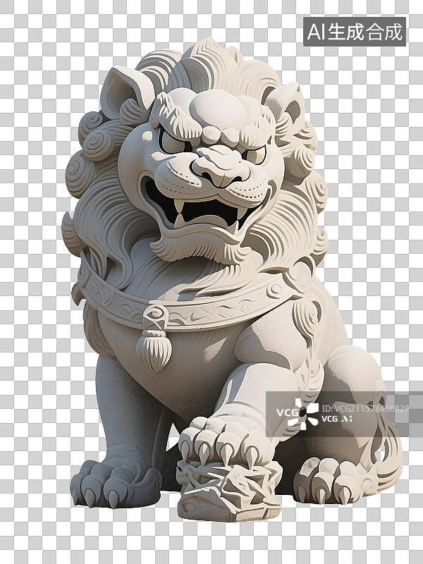 【AI数字艺术】石狮子免扣元素石狮 瑞兽 雕塑 镇宅 守护 吉祥 传统文化 中国风 石雕 艺术品 文化遗产 辟邪 祈图片素材