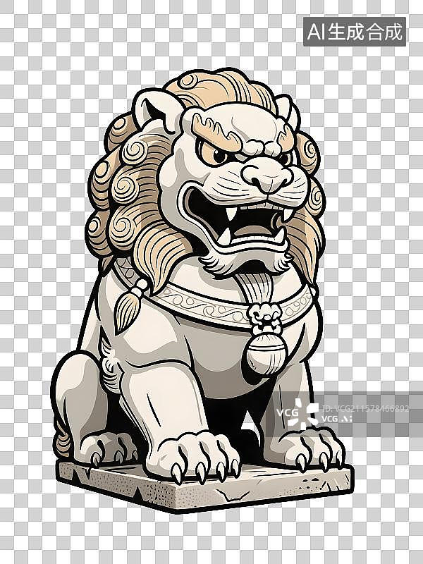 【AI数字艺术】石狮子免扣元素石狮 瑞兽 雕塑 镇宅 守护 吉祥 传统文化 中国风 石雕 艺术品 文化遗产 辟邪 祈图片素材