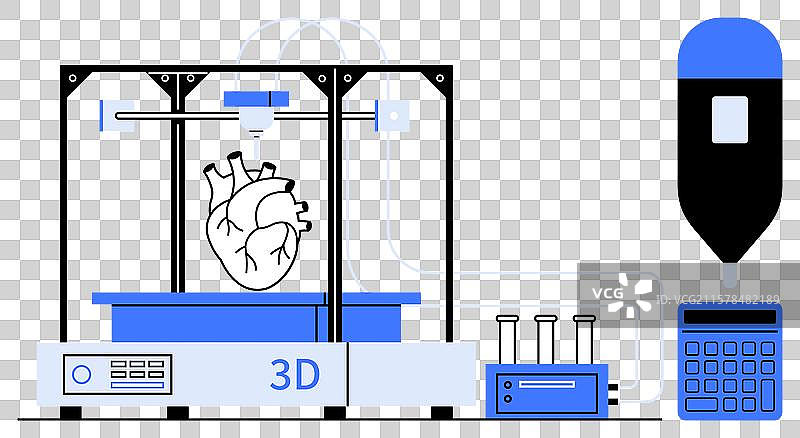3D打印机在实验室中制作人类心脏图片素材