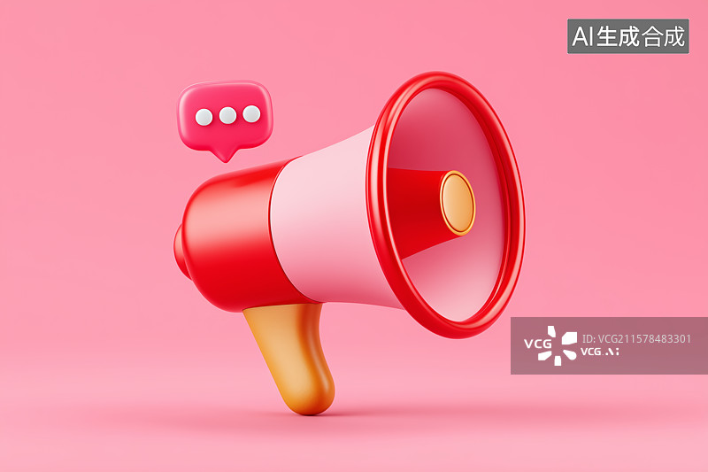 【AI数字艺术】3D 立体喇叭宣传图标图片素材
