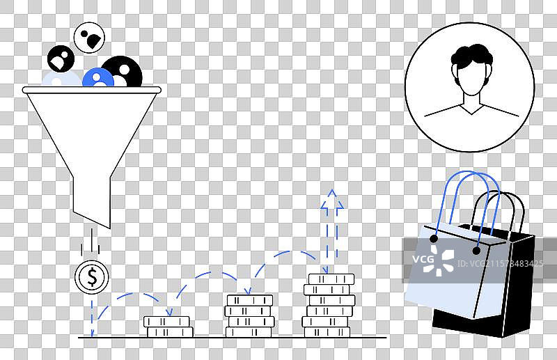 营销漏斗促进货币增长图片素材