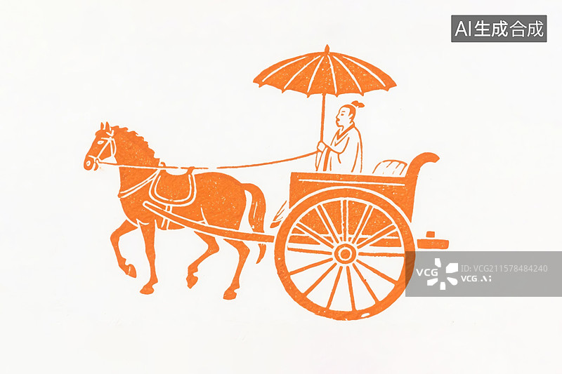 【AI数字艺术】古代马车人物拓印图片素材