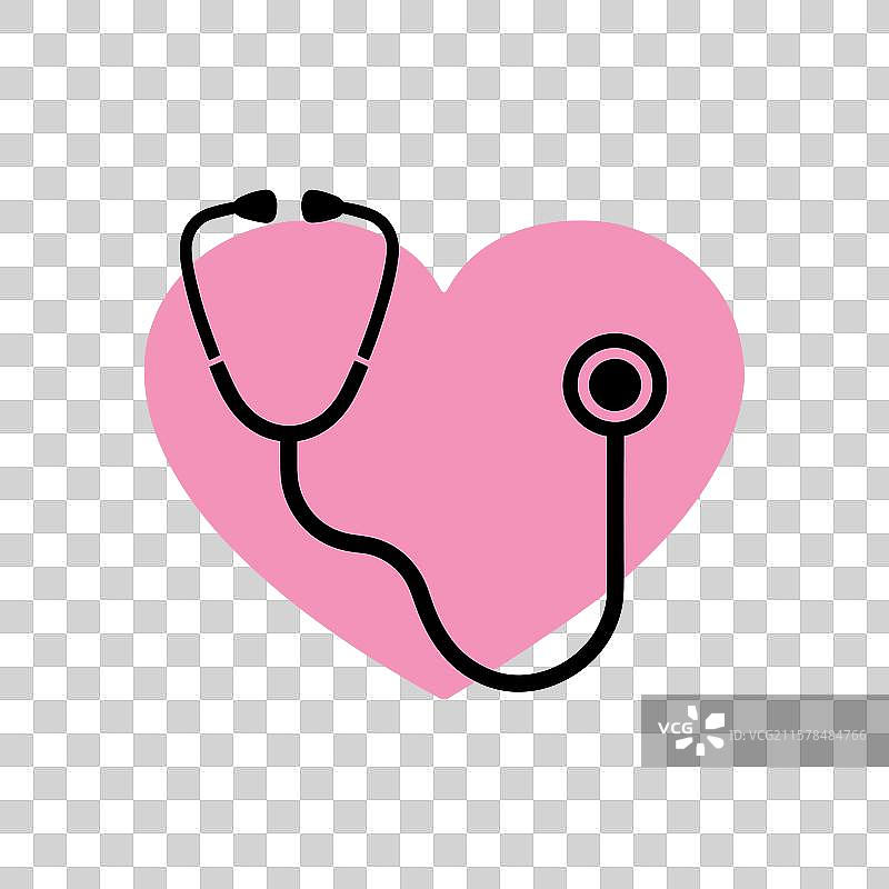 听诊器和粉色心形图案图片素材