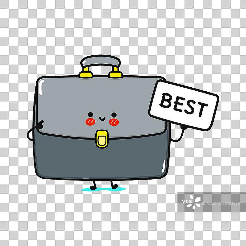 微笑的公文包吉祥物快乐的办公包图片素材