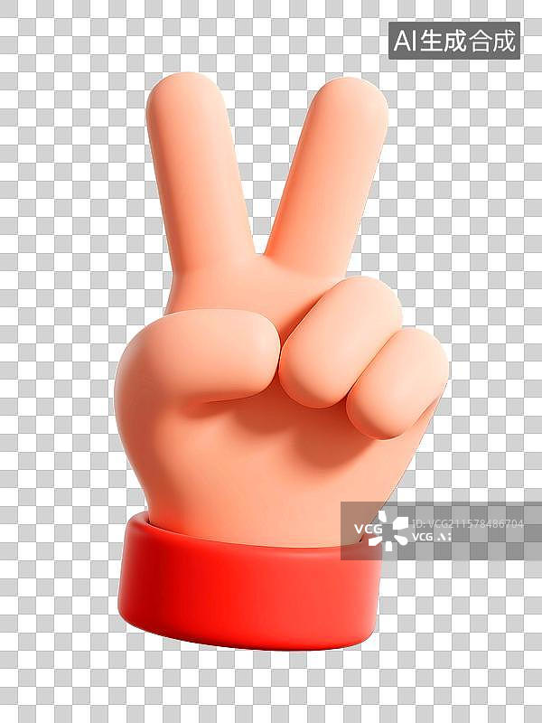 【AI数字艺术】3D立体三维C4D手指比耶手势获胜成功卡通形象设计元素图片素材