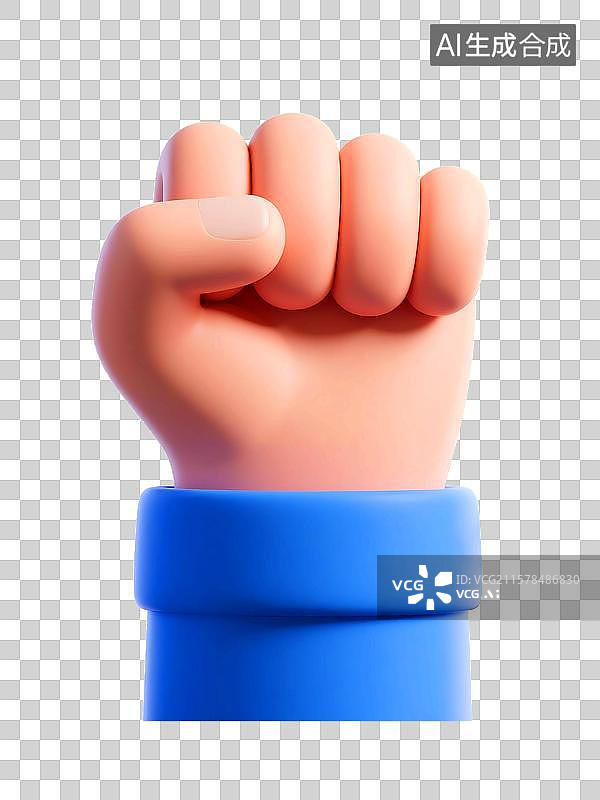 【AI数字艺术】3D立体三维C4D手指握拳手势起誓承诺卡通形象设计元素图片素材