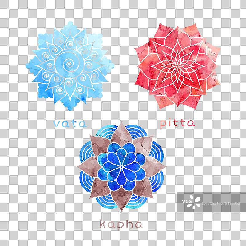 一组阿育吠陀体质 - 多沙图标图片素材