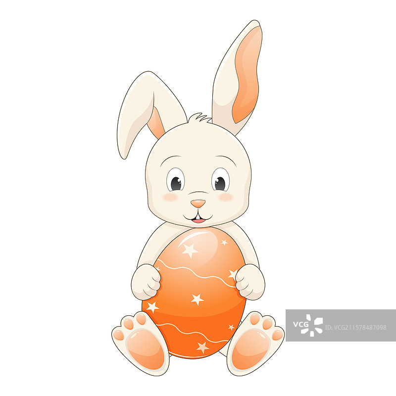 快乐的复活节兔子坐着，耳朵很大图片素材