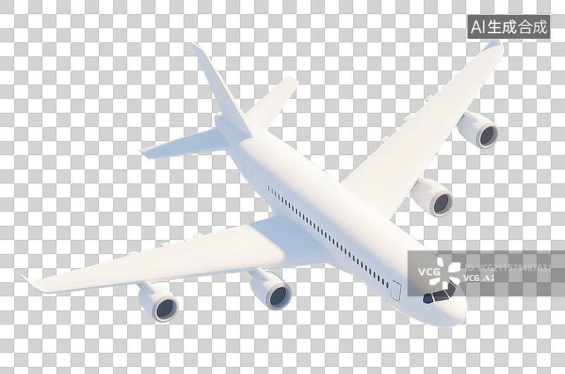 【AI数字艺术】三维图形白色飞机免抠元素图片素材
