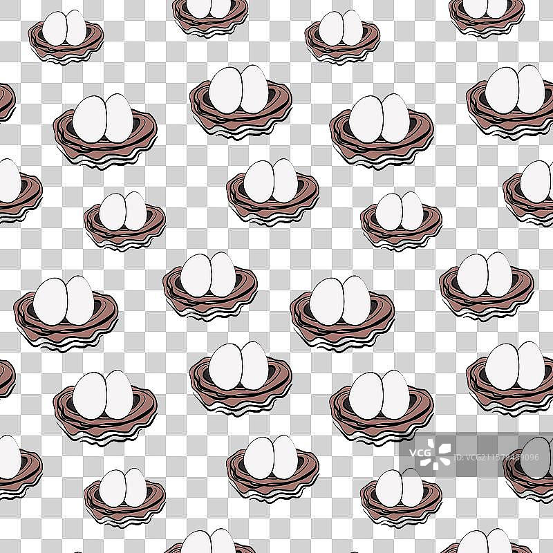 春季无缝图案，鸟巢里有蛋图片素材