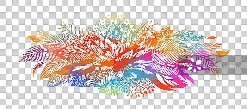 横向花卉彩色复古构图图片素材