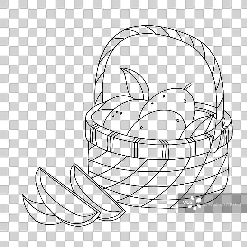 篮子里的线条艺术芒果图片素材