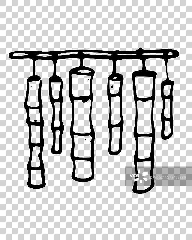 悬挂在棍子上的竹风铃，充满奇幻色彩图片素材