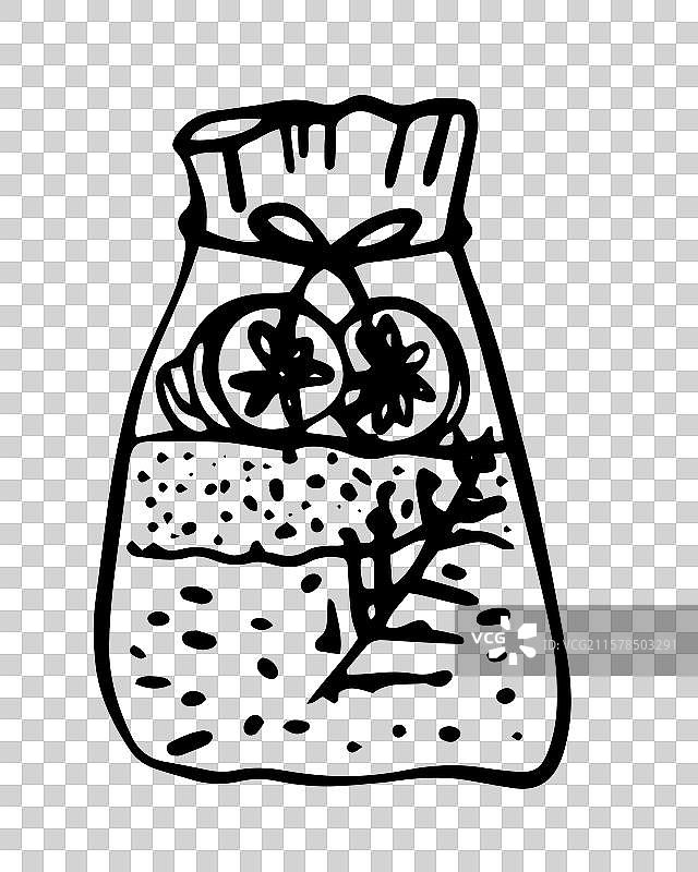 孤立的香料袋线条艺术素描图片素材