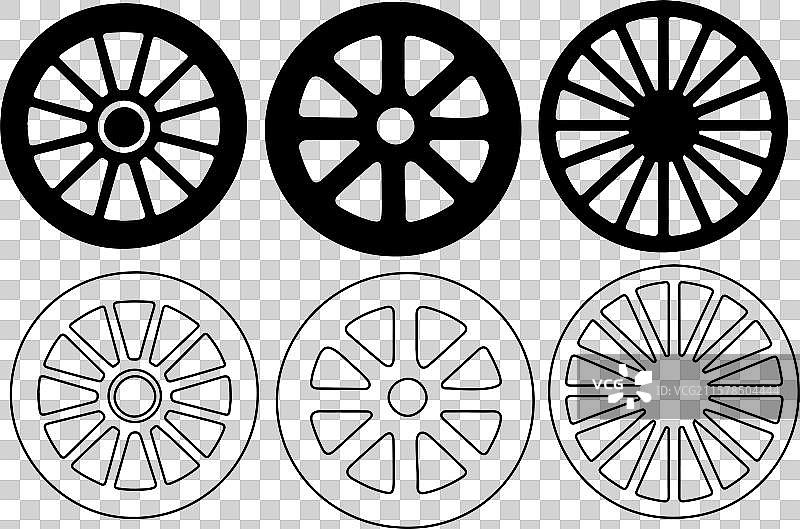 马车轮廓图标合集图片素材