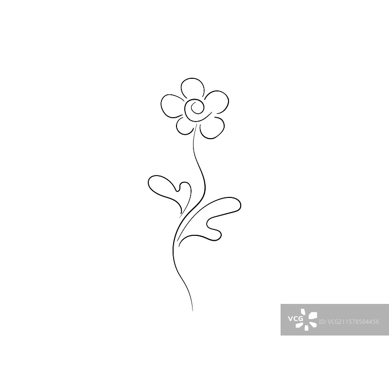连续的花卉轮廓艺术线条花朵图片素材