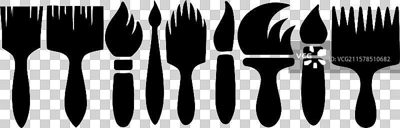 画笔剪影图标组合设计图片素材