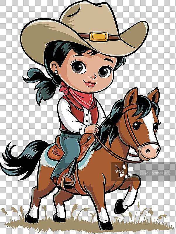 牛仔牛女动物贴纸套装图片素材