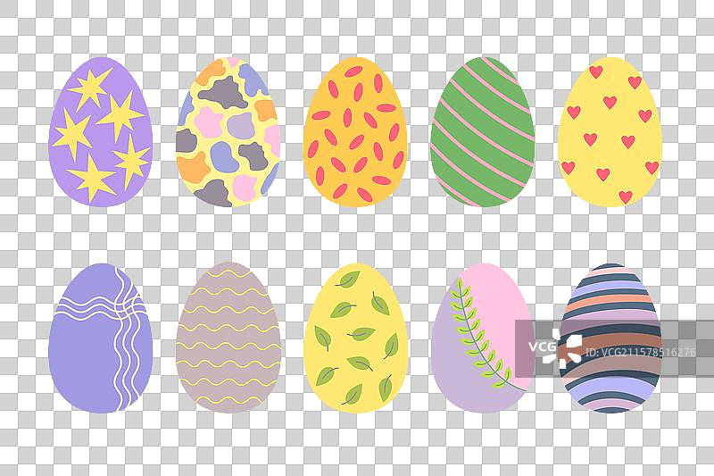 彩色装饰的复活节彩蛋收集图片素材