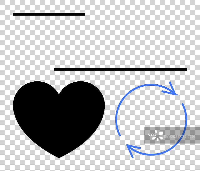 心形与回收循环的极简线条图片素材