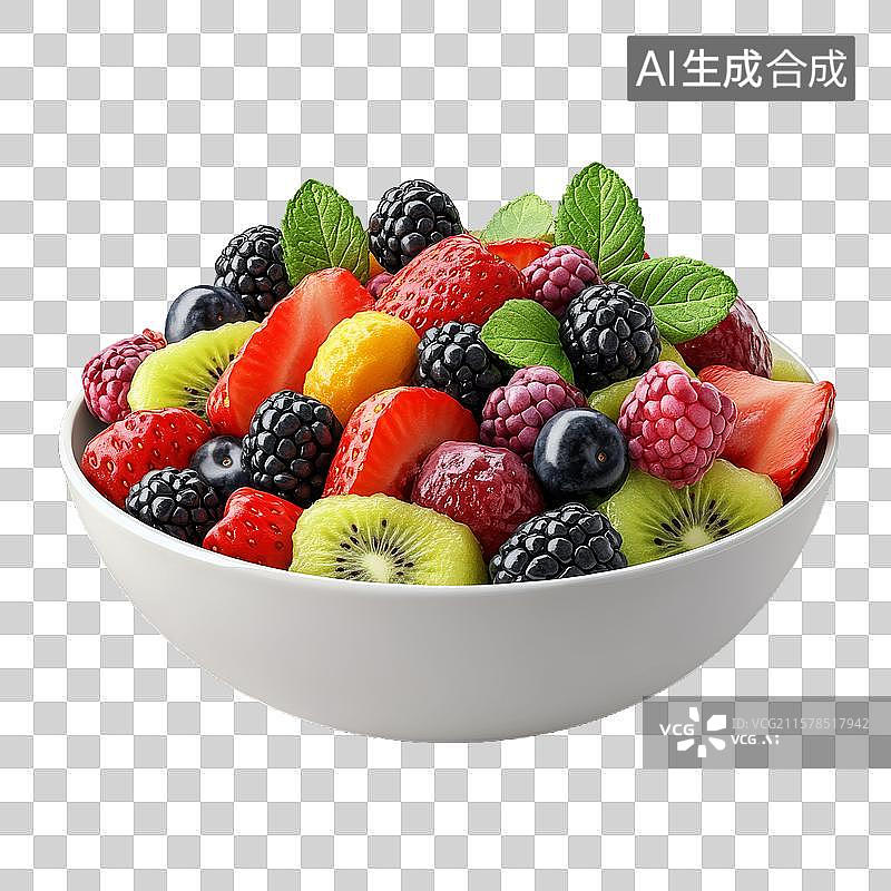 【AI数字艺术】新鲜水果沙拉碗图片素材