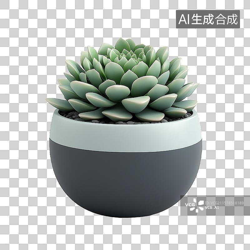 【AI数字艺术】多肉植物置于双色花盆中图片素材