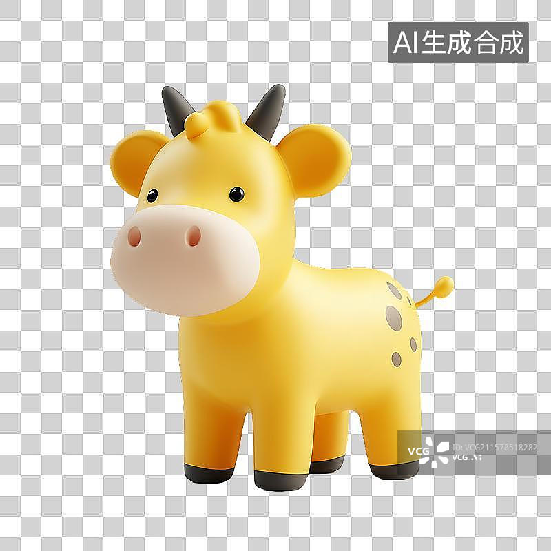 【AI数字艺术】卡通黄色小牛玩具图片素材
