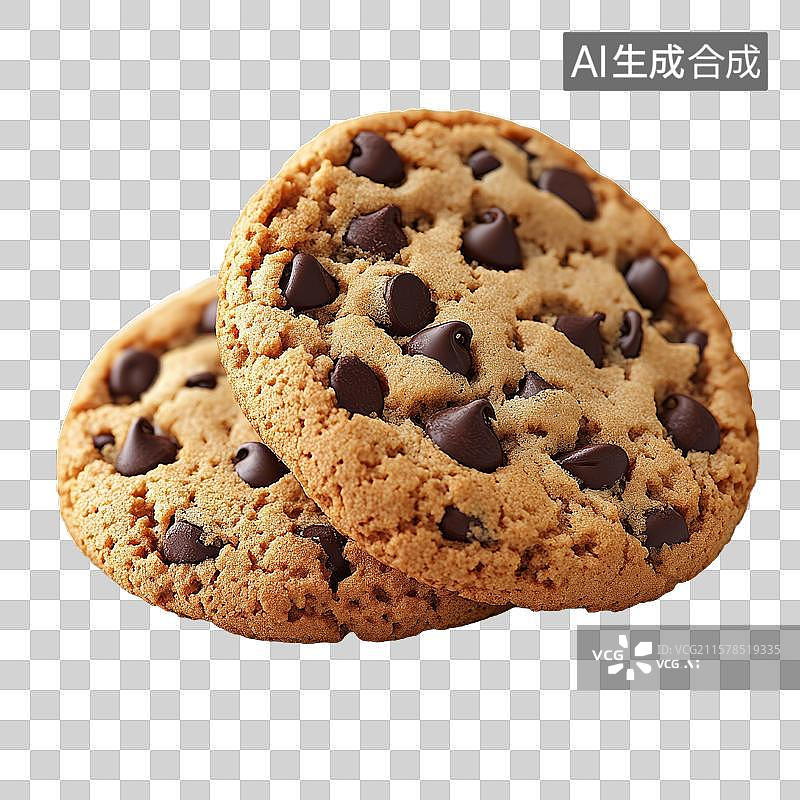 【AI数字艺术】三块巧克力豆饼干叠放图片素材