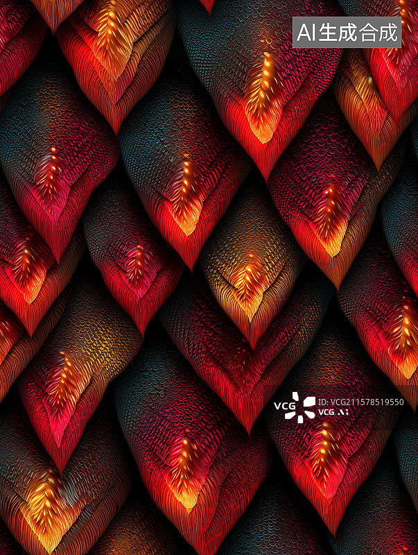 【AI数字艺术】橙色鳞甲无缝背景图案图片素材
