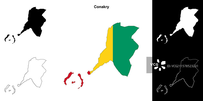 科纳克里轮廓地图图片素材