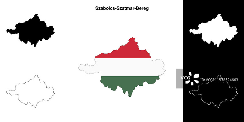 萨博尔奇-萨特马尔-贝雷格轮廓地图图片素材