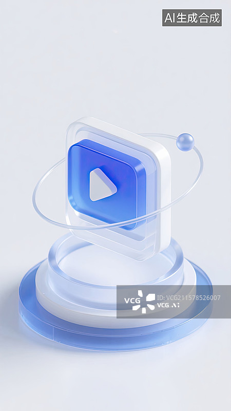 【AI数字艺术】3D，视频，暂停，概念，图标图片素材