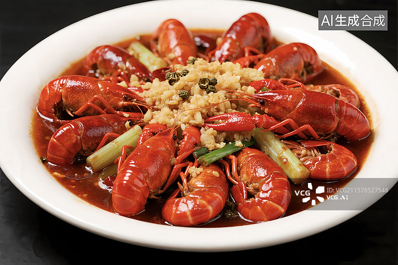 【AI数字艺术】夏天美味夜宵小吃蒜蓉小龙虾啤酒节图片素材