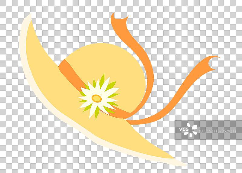 一顶黄色遮阳帽草帽度假图片素材