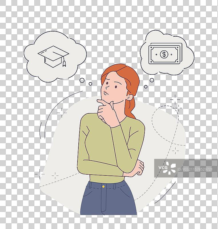 沉思的个人在考虑生活方式物品图片素材