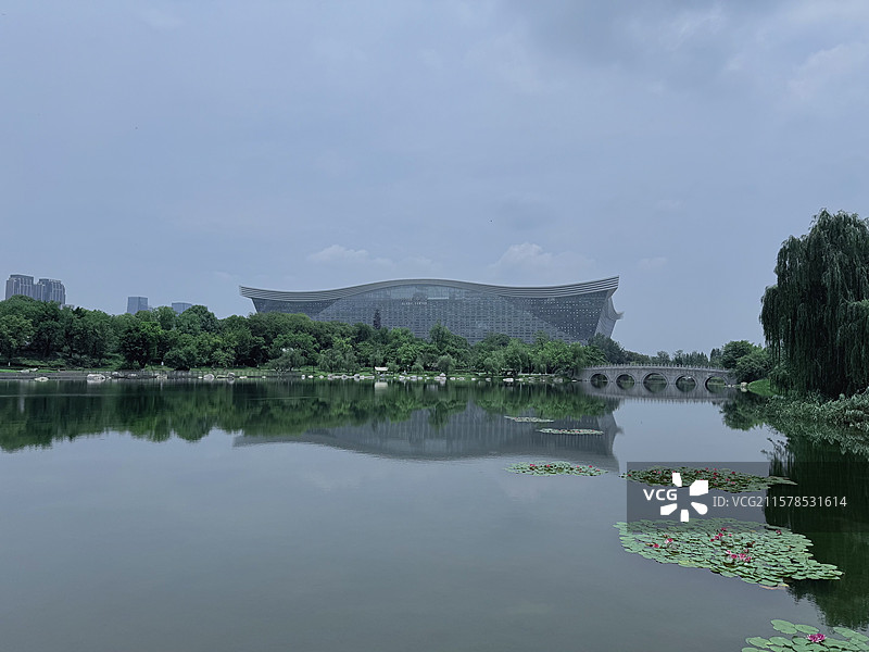 成都环球中心与中和湿地公园图片素材