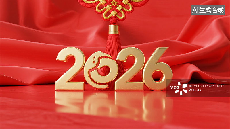 【AI数字艺术】红色背景，2026年，马年，春节，国潮，传统节日图片素材