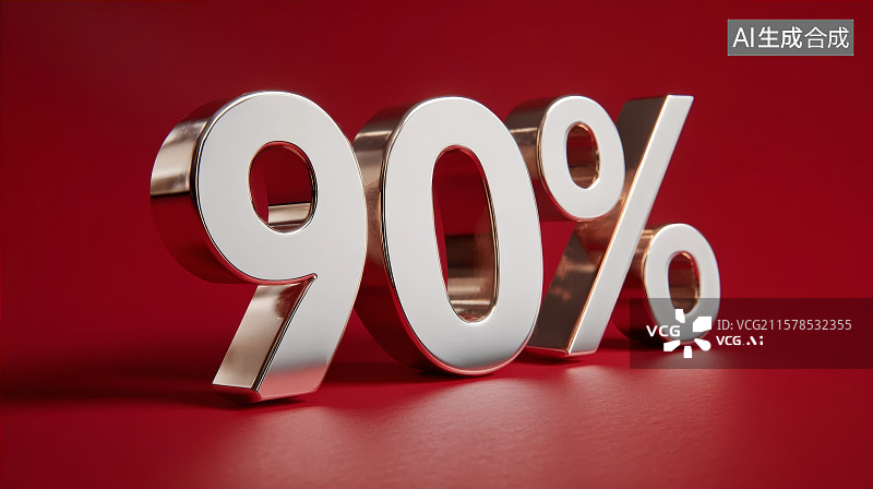 【AI数字艺术】90%符号，打折促销百分比符号，百分比，电商，电子商务，打折促销图片素材