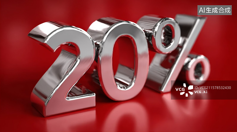 【AI数字艺术】20%符号，打折促销百分比符号，百分比，电商，电子商务，打折促销图片素材