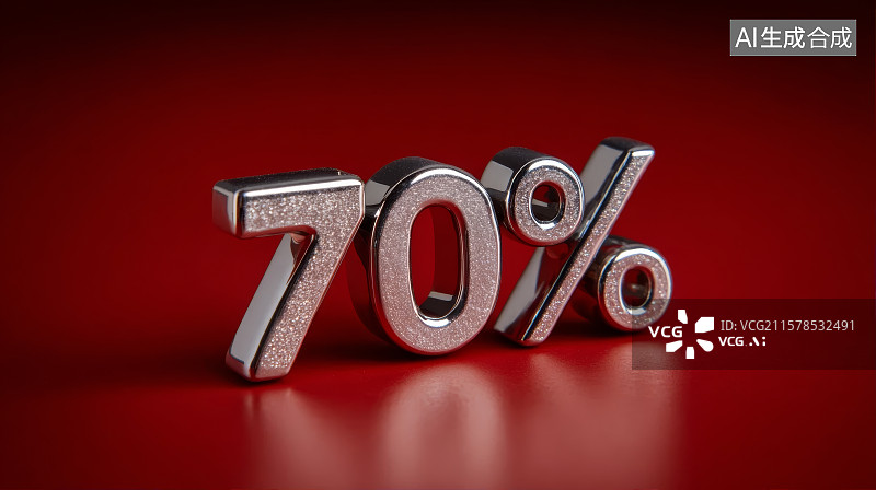 【AI数字艺术】70%符号，打折促销百分比符号，百分比，电商，电子商务，打折促销图片素材